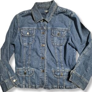 J. Jill Women's Stretch Buttoned Denim Collar Jacket Size XL